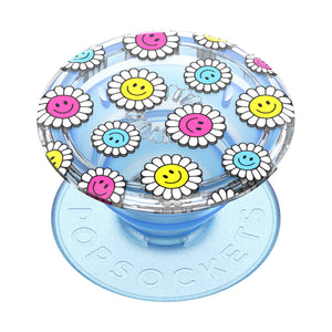 Translucent Blue Kawaii Daisies, PopSockets